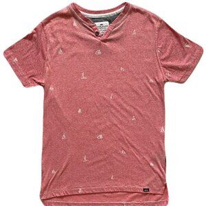 Ditch Plains Ricky Singh T-Shirt Men's Size S Red Sail Boat Pattern Short Sleeve